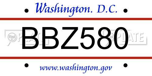 BBZ580 District Of Columbia License Plate