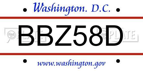 BBZ58D District Of Columbia License Plate