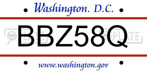 BBZ58Q District Of Columbia License Plate