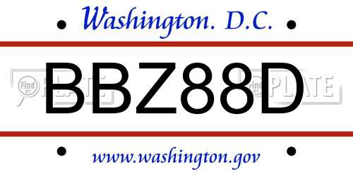 BBZ88D District Of Columbia License Plate