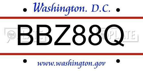 BBZ88Q District Of Columbia License Plate