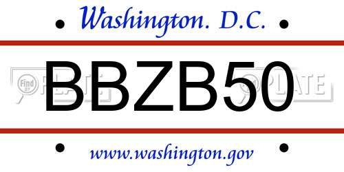 BBZB50 District Of Columbia License Plate