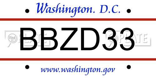 BBZD33 District Of Columbia License Plate