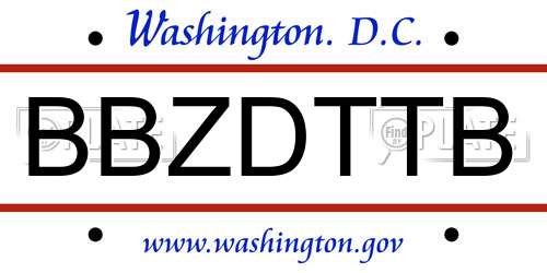 BBZDTTB District Of Columbia License Plate
