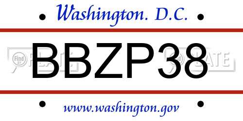 BBZP38 District Of Columbia License Plate