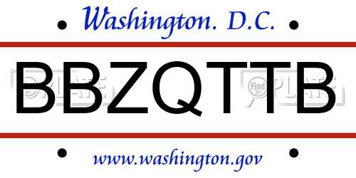 BBZQTTB District Of Columbia License Plate
