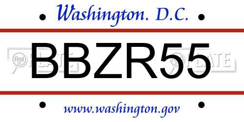 BBZR55 District Of Columbia License Plate