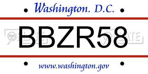 BBZR58 District Of Columbia License Plate