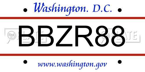 BBZR88 District Of Columbia License Plate