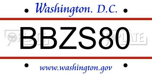BBZS80 District Of Columbia License Plate