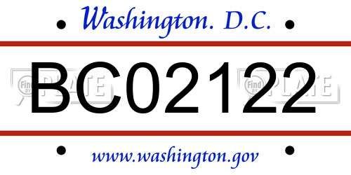 BC02122 District Of Columbia License Plate