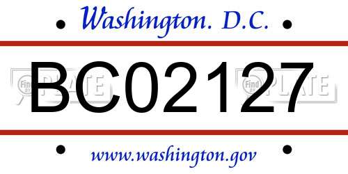BC02127 District Of Columbia License Plate