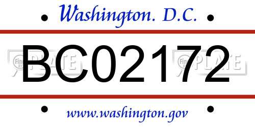 BC02172 District Of Columbia License Plate