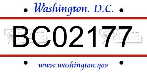 BC02177 District Of Columbia License Plate