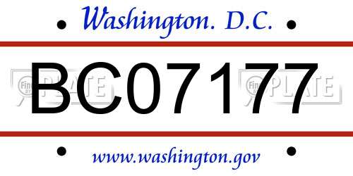 BC07177 District Of Columbia License Plate