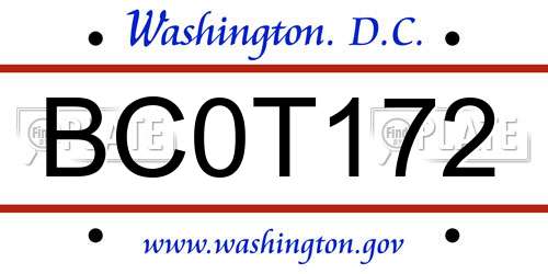 BC0T172 District Of Columbia License Plate