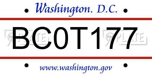 BC0T177 District Of Columbia License Plate
