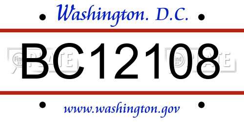 BC12108 District Of Columbia License Plate