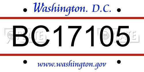BC17105 District Of Columbia License Plate