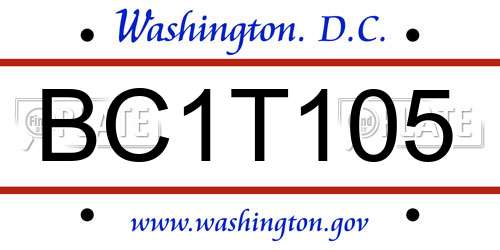 BC1T105 District Of Columbia License Plate