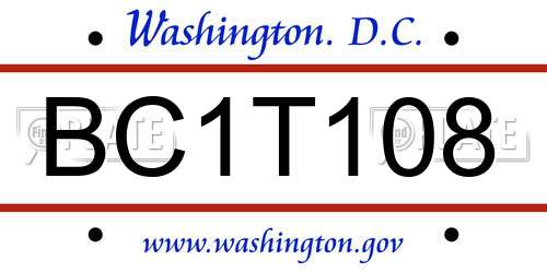 BC1T108 District Of Columbia License Plate