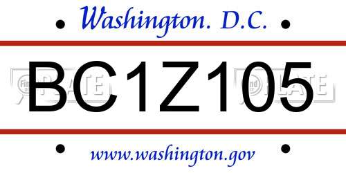 BC1Z105 District Of Columbia License Plate