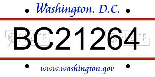 BC21264 District Of Columbia License Plate