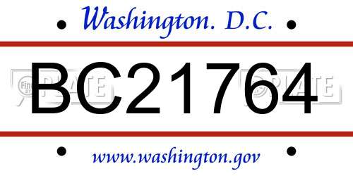 BC21764 District Of Columbia License Plate