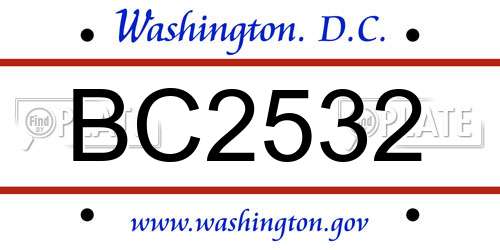 BC2532 District Of Columbia License Plate