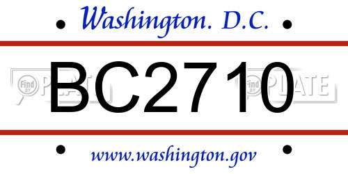 BC2710 District Of Columbia License Plate