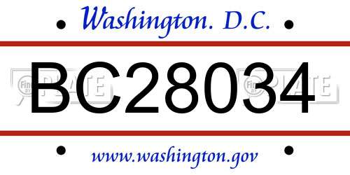 BC28034 District Of Columbia License Plate
