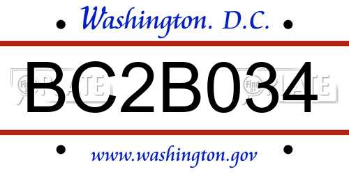 BC2B034 District Of Columbia License Plate