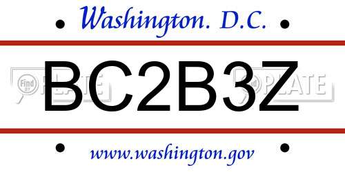 BC2B3Z District Of Columbia License Plate