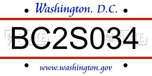 BC2S034 District Of Columbia License Plate