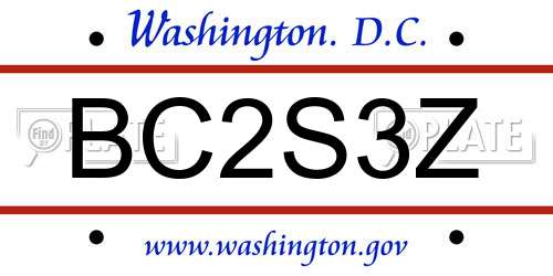 BC2S3Z District Of Columbia License Plate