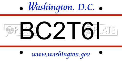 BC2T6I District Of Columbia License Plate