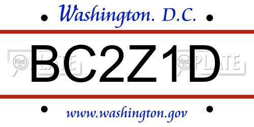 BC2Z1D District Of Columbia License Plate