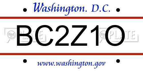 BC2Z1O District Of Columbia License Plate