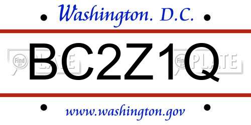BC2Z1Q District Of Columbia License Plate