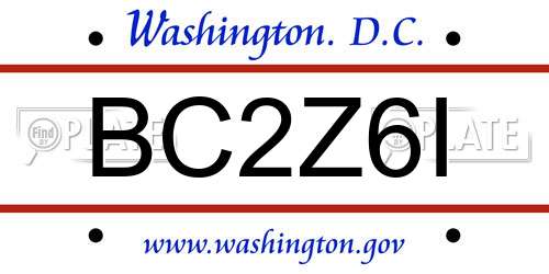 BC2Z6I District Of Columbia License Plate
