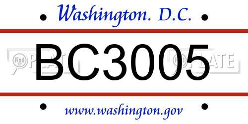 BC3005 District Of Columbia License Plate
