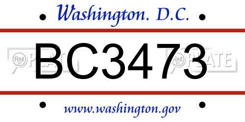 BC3473 District Of Columbia License Plate