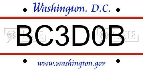BC3D0B District Of Columbia License Plate
