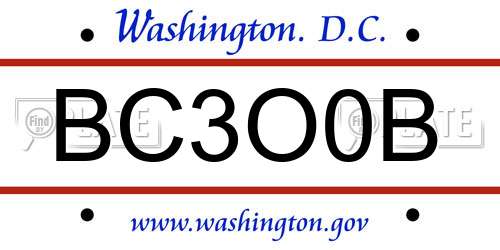 BC3O0B District Of Columbia License Plate
