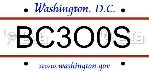 BC3O0S District Of Columbia License Plate