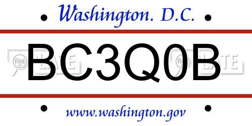 BC3Q0B District Of Columbia License Plate