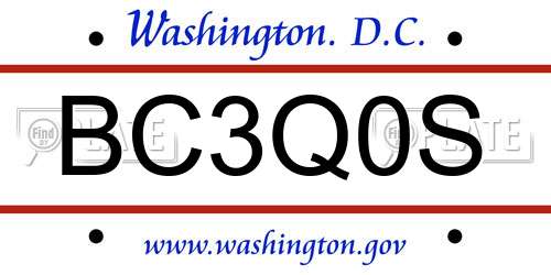 BC3Q0S District Of Columbia License Plate