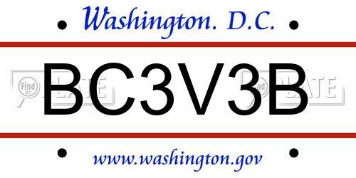 BC3V3B District Of Columbia License Plate