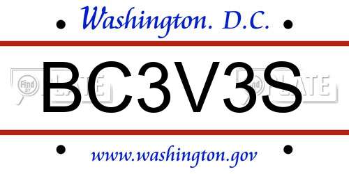BC3V3S District Of Columbia License Plate