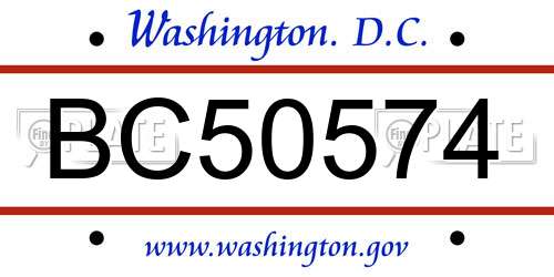 BC50574 District Of Columbia License Plate